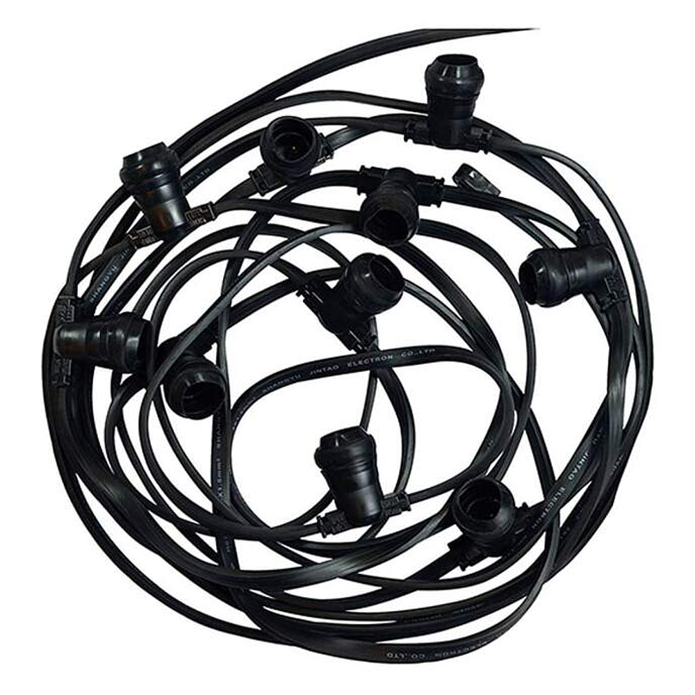 GUIRLANDE FORAINE CABLE PLAT NOIR 10M 10